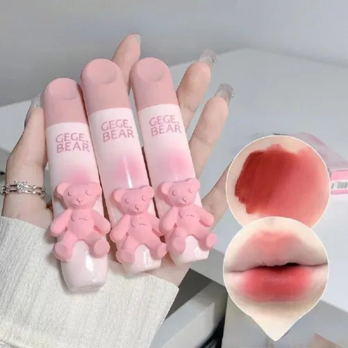 Gege Bear Pink Bear Matte Lip Glaze Soft Lipstick